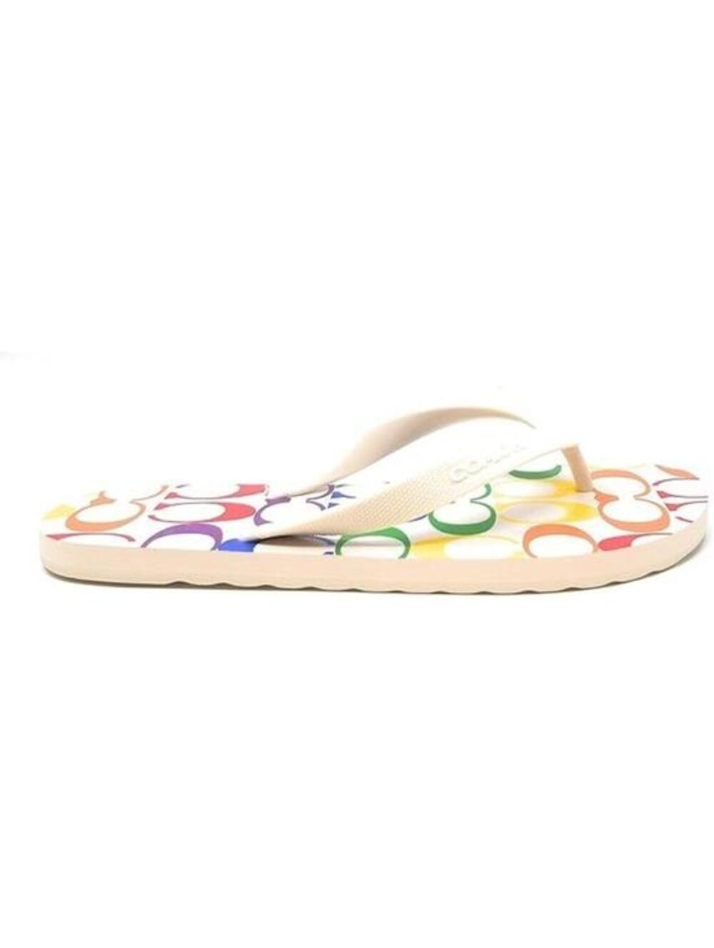 COACH Women's Zak Flip Flops Signature Rainbow Pride Thong Sandals Size 10 NEW - Picture 2 of 5